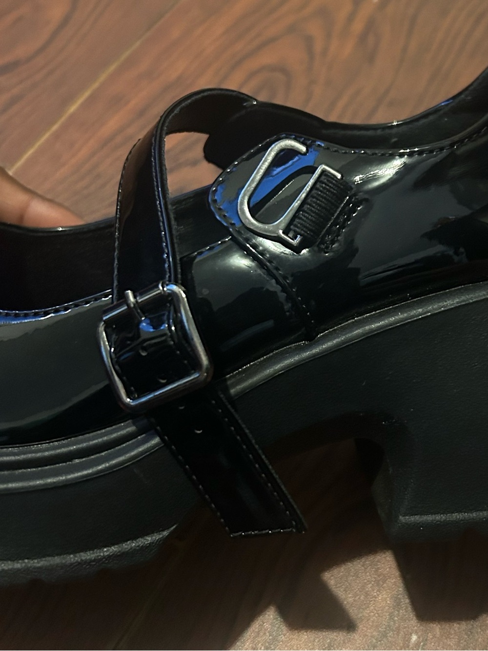 Patent Black Mary Jane Platform Flats with Buckle Strap for Kids - Picture 5 of 5